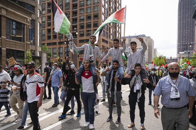 הפגנה פרו פלסטינית שיקגו ארה"ב
