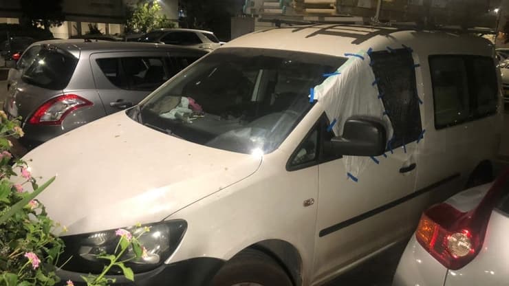 רכבו של יגאל יהושע ז"ל שנפטר לאחר שנפגע במהומות בלוד
