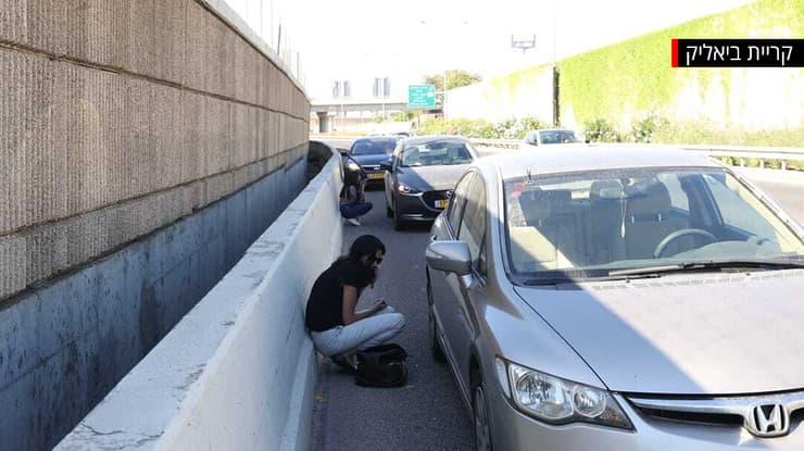 בזמן האזקעות בכביש 22 קריית ביאליק