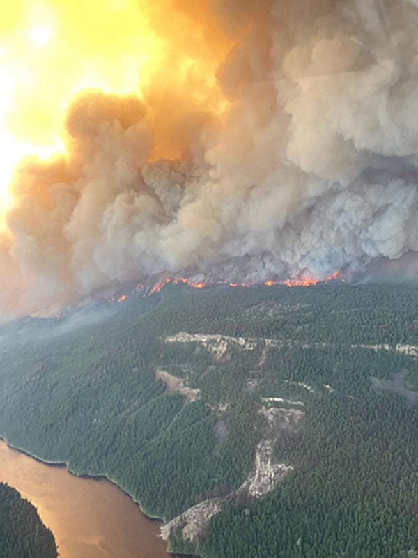 שריפת יער מחוז קולומביה הבריטית קנדה גל חום היסטורי
