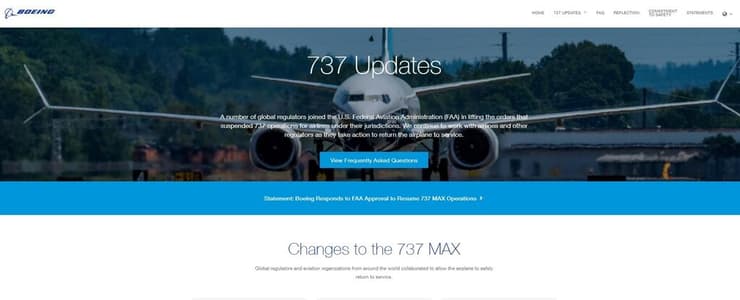 "להרגיע את הציבור": עמוד ההסבר על הדגם 737 מקס של בואינג