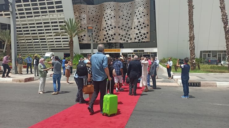 השטיח האדום שנפרס לכבוד הטיסות הישראליות בשדה התעופה של מרקש