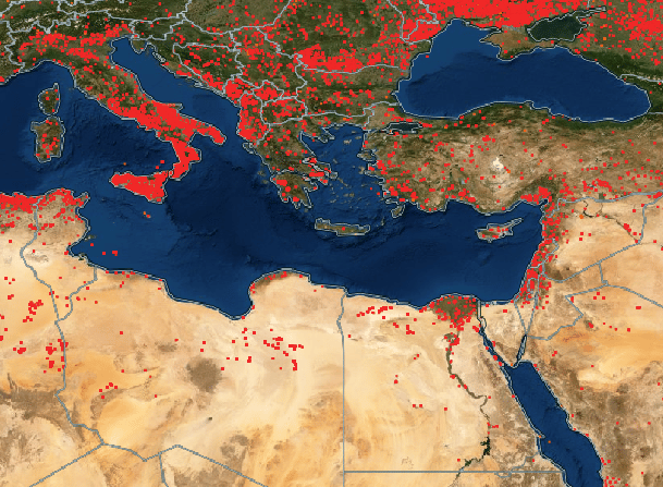 השריפות באזור אגן הים התיכון בשבועיים האחרונים