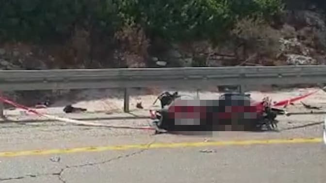 זירת התאונה בכביש 3866 בה נהרג רוכב אופנוע