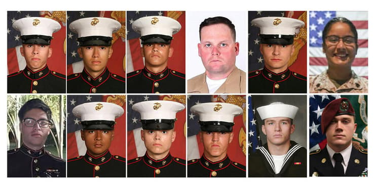 12 מ-13 החיילים האמריקנים שנרצחו בפיגוע בנמל התעופה בקאבול ביום חמישי 