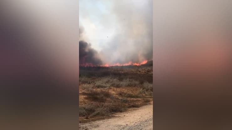 מספר שריפות באזור עוטף עזה כתוצאה מבלוני תבערה