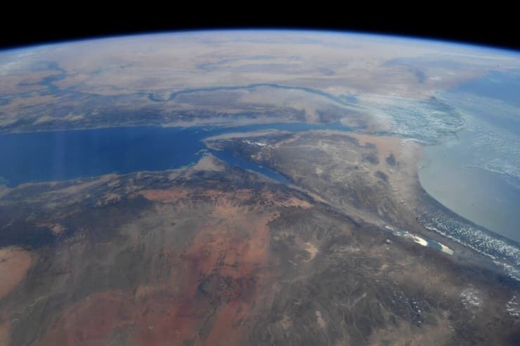 ישראל והאזור. בתמונה ניתן לראות גם את ים סוף והנילוס