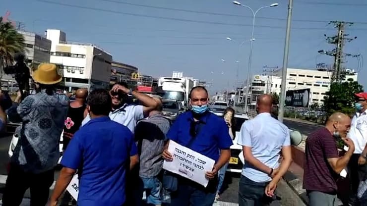מחאת נהגי האוטובוסים במרכזית המפרץ חיפה