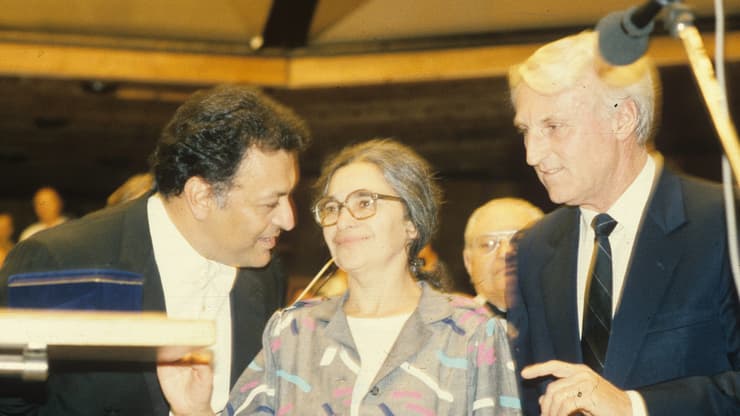 אידה נודל עם שלמה להט וזובין מהטה ב-1987