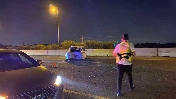 זירת התאונה בכביש 4