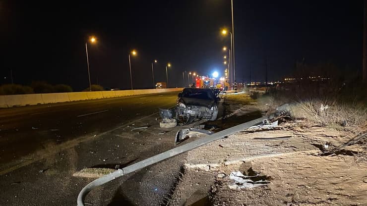 זירת התאונה בכביש 4