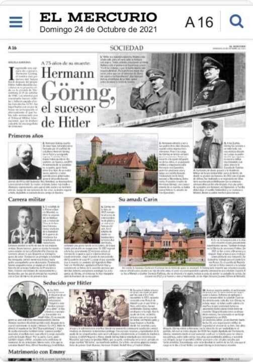 העיתון "אל מרקוריו" בצ'ילה חגג 75 שנים להרמן גרינג