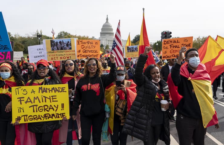 מפגינים נגד צבא אתיופיה בשל מלחמתו ב תיגראי וושינגטון ארה"ב
