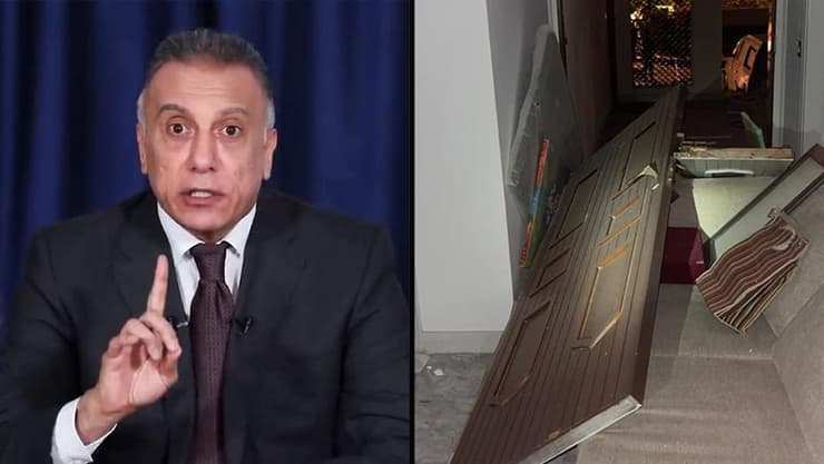  ביתו של ראש ממשלת עיראק מוסטפה מוסטפא אל-כאזמי לאחר ניסיון ההתנקשות בגדד