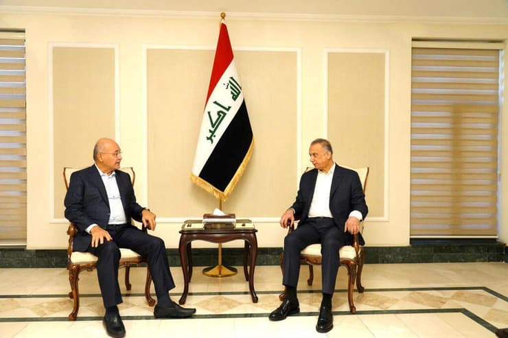 ראש ממשלת עיראק מוסטפא אל-כאזמי נפגש עם נשיא עיראק ברהם צאלח