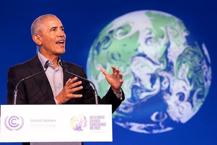 ברק אובמה נואם בוועידת האקלים בגלזגו