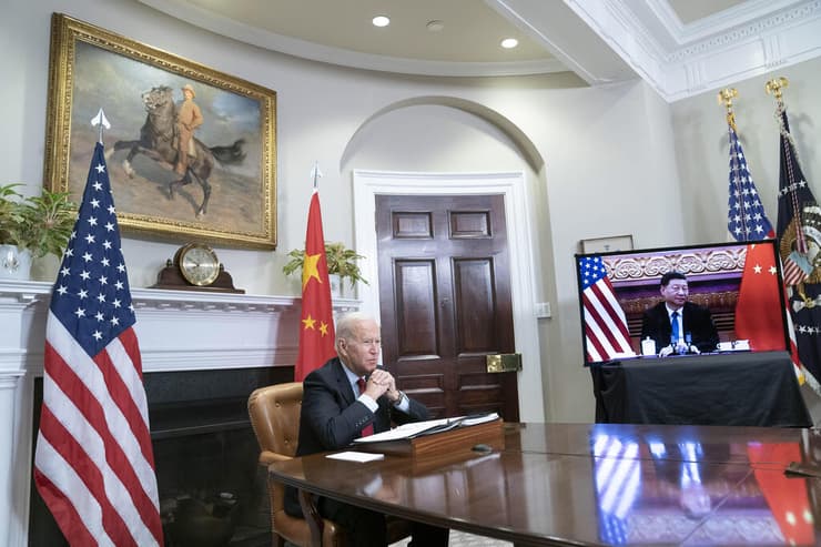 נשיא סין שי ג'ינפינג נשיא ארה"ב ג'ו ביידן פסגה וירטואלית