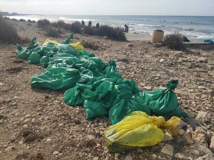 מנקים את חופי שקמונה (חיפה) מזפת