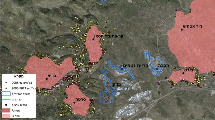 מפת בנייה פלסטינית בשטחי c בשומרון