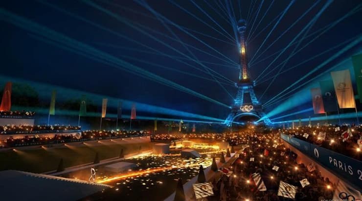 הדמיית טקס הפתיחה במשחקים האולימפיים בפאריס 2024