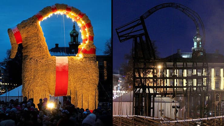 עז חג המולד הוצתה ב עיירה יבלה שבדיה