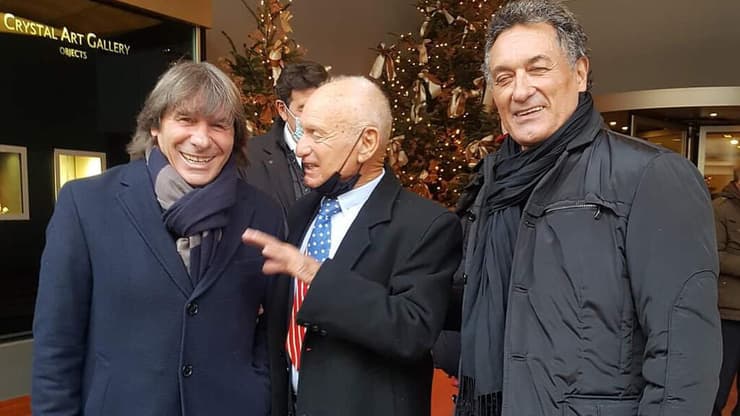 מימין: שחקן נבחרת איטליה לשעבר קלאודיו ג'נטילה, אברהם קליין והשחקן ברונו קונטה