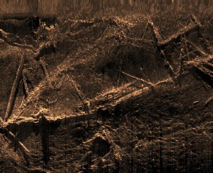 שרידי ספינת "קלוטילדה" כפי שהתגלו בסריקת הסונאר