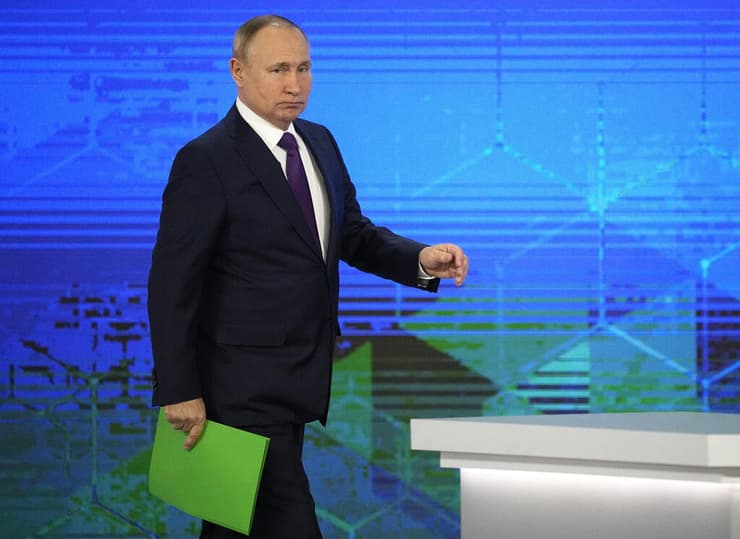 נשיא רוסיה ולדימיר פוטין מסיבת עיתונאים שנתית