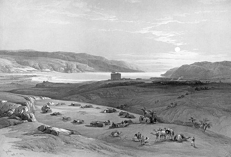 מבט מיריחו אל ים המלח - 1842 - דיוויד רוברטס, באדיבות איתי בחור