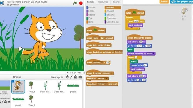 משחק הקידוד Scratch מולו נבחן משחק הווידאו של החוקרים