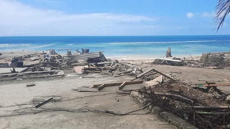 תיעוד ההרס בחופי טונגה. נזק משמעותי בשלושה איים 