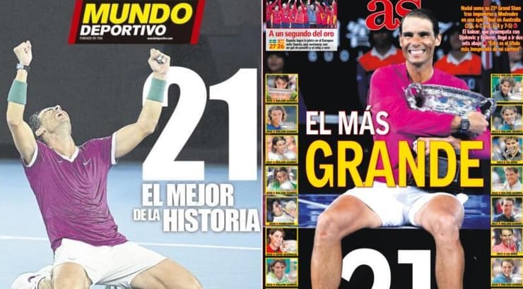 רפאל נדאל על כותרות העיתונים בספרד