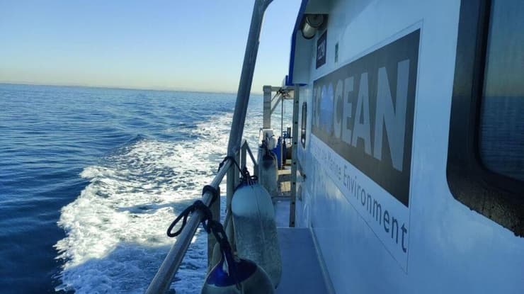 הספינה של אקואושן מול חופי הרצליה (צילום: אקואושן) הספינה של אקואושן מול חופי הרצליה