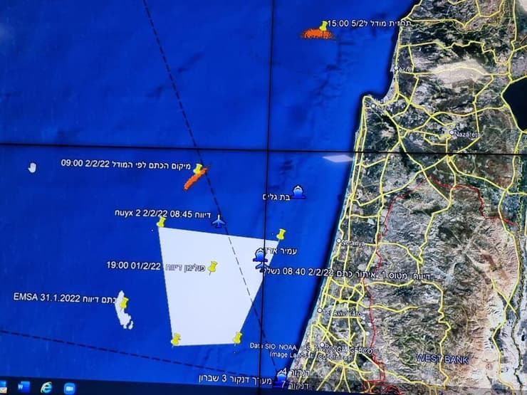 האזור שבו התגלה החשד לכתם נפט (צילום: המשרד להגנת הסביבה ) האזור שבו התגלה החשד לכתם נפט