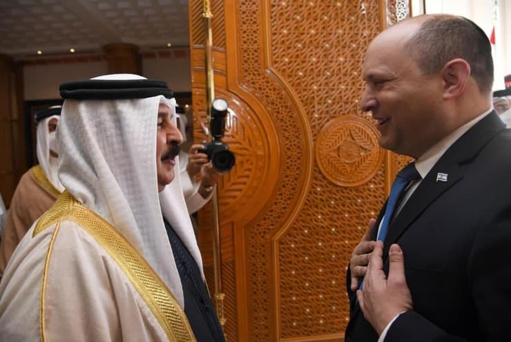 ראש הממשלה, נפתלי בנט, ומלך בחריין, חמד בן עיסא אל-ח׳ליפה