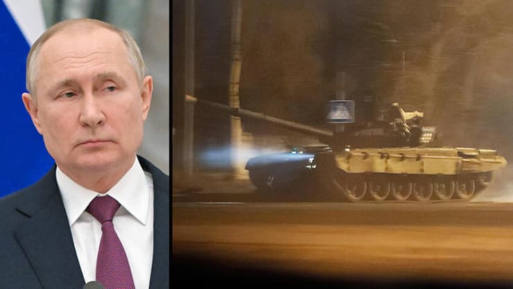 נשיא רוסיה ולדימיר פוטין טנק לא מזוהה ב אזור דונייצק אוקראינה