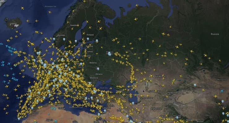 תמונת המצב האווירית מעל אירופה ורוסיה נכון ל-28.2