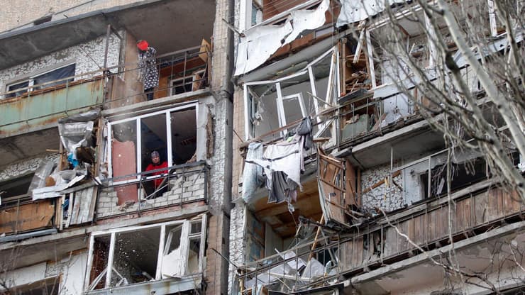 בניין שנפגע מהפצצות בקראמטורסק