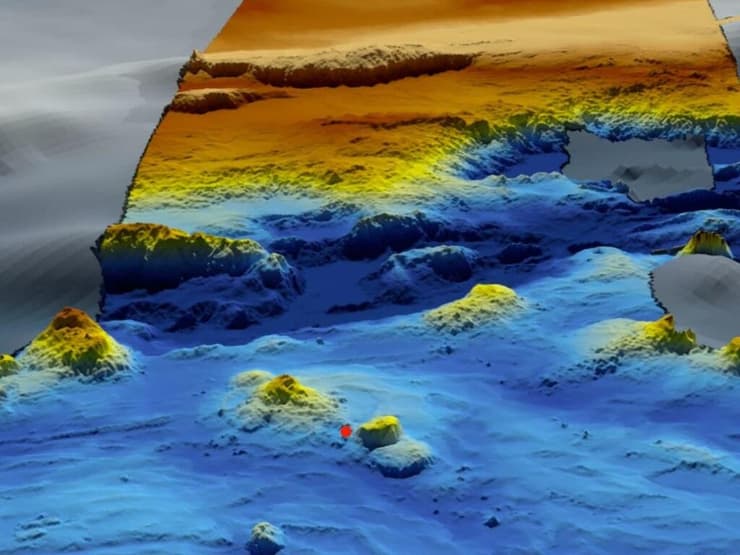 הדמיה של הנקודה באוקיינוס בה גולדפריי משער שהמטוס התרסק