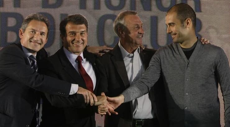 לכל בארסה יש קרויף משלה. פפ, יוהאן, לאפורטה והמנהל הספורטיבי לשעבר, צ'יקי בגיריסטיין (רויטרס) לכל בארסה יש קרויף משלה. פפ, יוהאן, לאפורטה והמנהל הספורטיבי לשעבר, צ'יקי בגיריסטיין