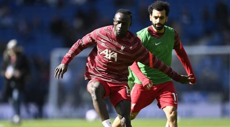 מוחמד סלאח וסאדיו מאנה באימון ליברפול (רויטרס) מוחמד סלאח וסאדיו מאנה באימון ליברפול