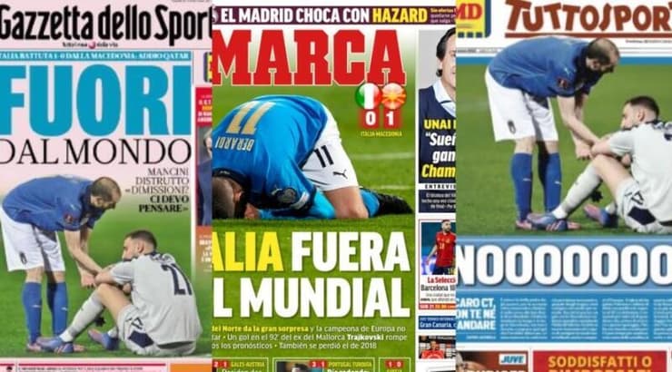 כותרות העיתונים באיטליה (צילום מסך) כותרות העיתונים באיטליה