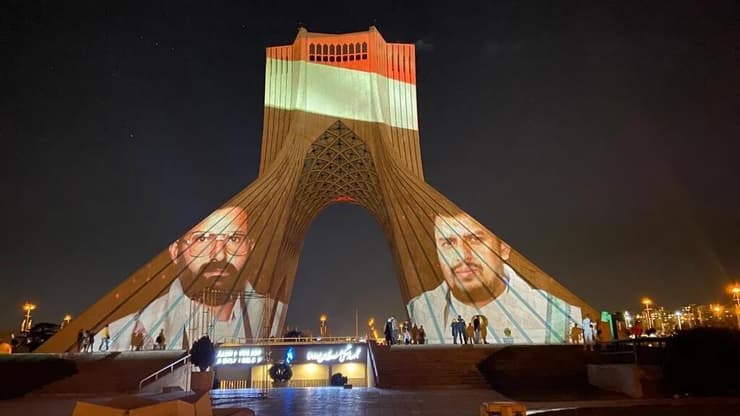 איראן טהרן דמויות מנהיגי ה חות'ים מ תימן מוצגות ב כיכר