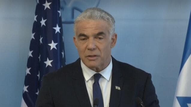 שר החוץ יאיר לפיד מסיבת עיתונאים עם מזכיר המדינה של ארה"ב אנתוני בלינקן