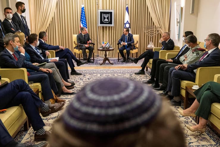 נשיא המדינה יצחק הרצוג נפגש עם מזכיר המדינה של ארה"ב אנתוני בלינקן בבית הנשיא בירושלים