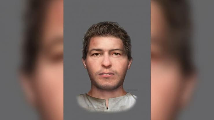 שחזור פניו של אחד האנשים שנמצאו באתר הקבורה בקראמונד שבסקוטלנד