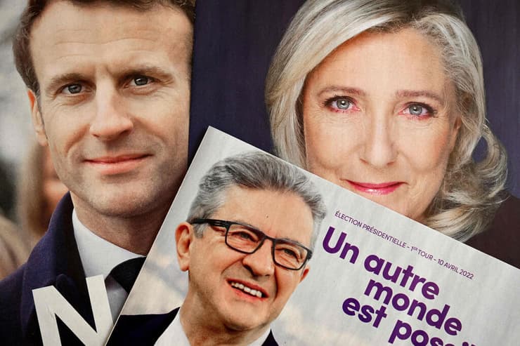 צרפת עלונים בחירות עמנואל מקרון מרין לה פן ז'אן לוק מלנשון
