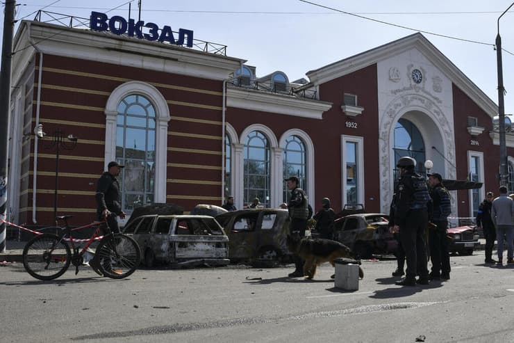 נזקי התקיפה בתחנת הרכבת של קראמאטורסק 