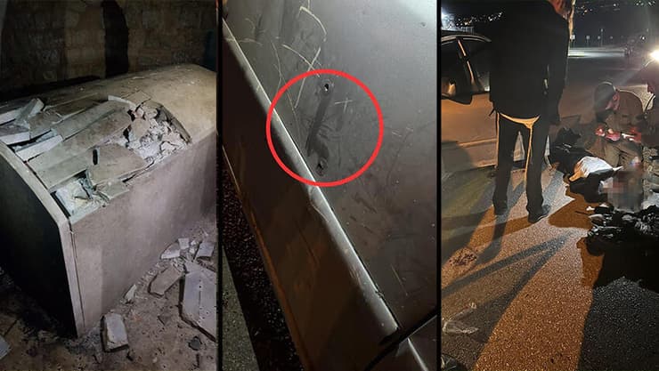 אחד החסידים מטופל בשטח, סימני ירי על המכונית הישראלית 