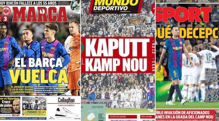 כותרות העיתונים בספרד (צילום מסך) כותרות העיתונים בספרד